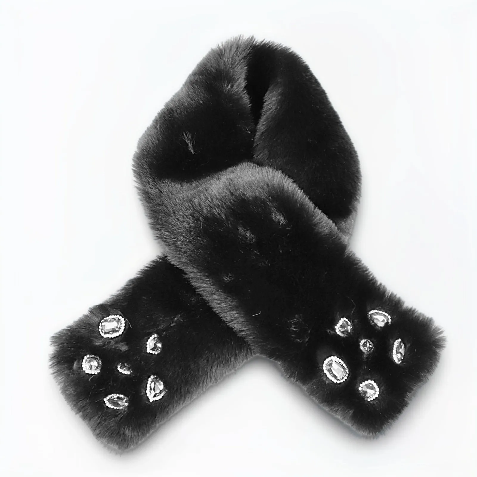 Faux Fur Bedazzled Scarves