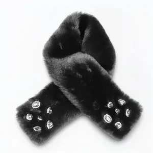 Faux Fur Bedazzled Scarves