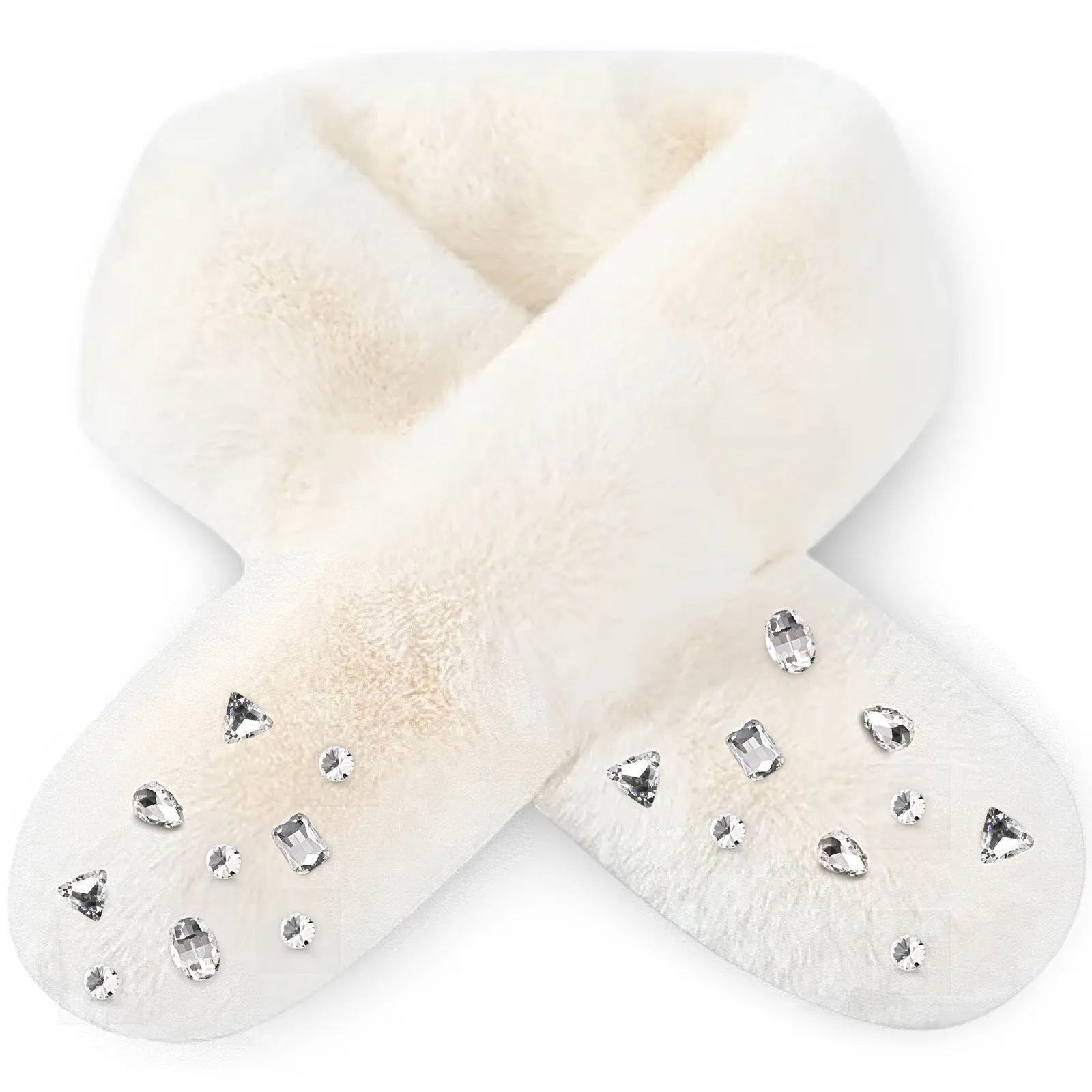 Faux Fur Bedazzled Scarves