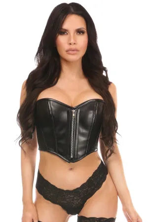 Faux Leather Bustier with Zipper