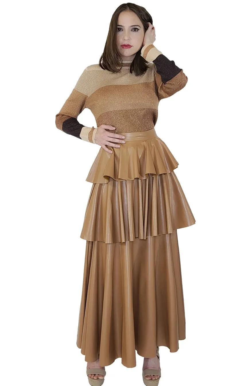 Faux Leather Tiered Skirt