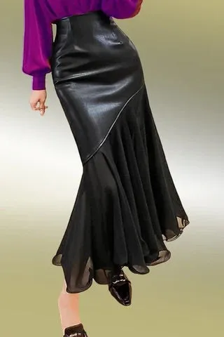 Faux Leather Tulle Skirt