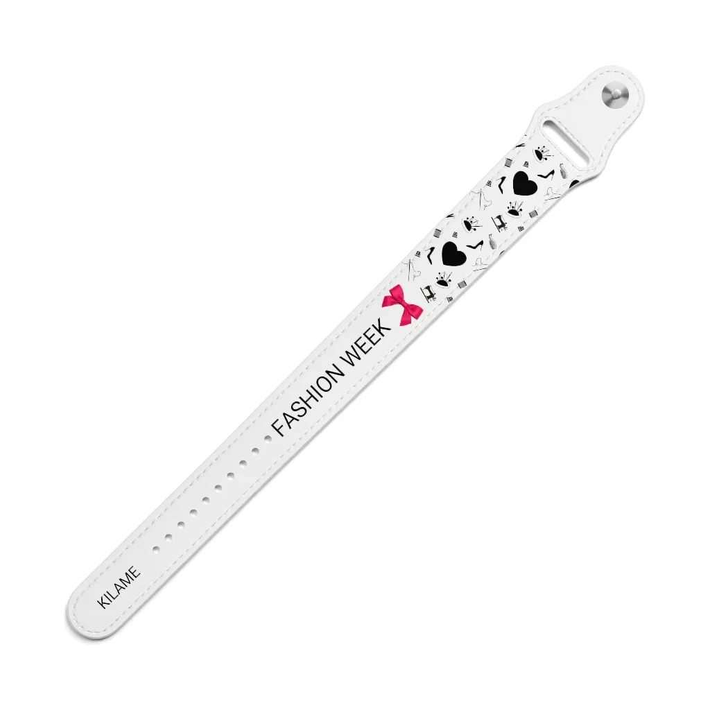 Faux Leather Wristband 'Fashion Week'