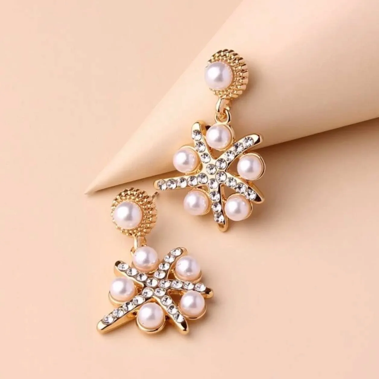 Faux Pearl Jeweled Drop Earrings