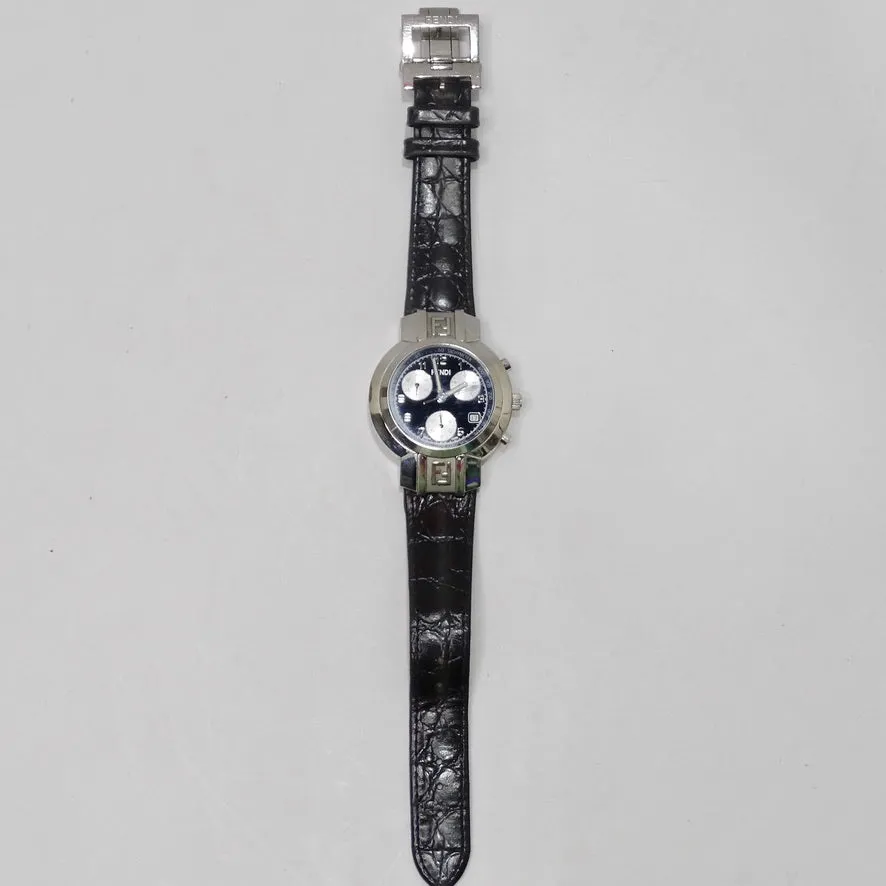 Fendi 4500G Stainless Steel Black Quartz Chronograph Men's Dial Watch