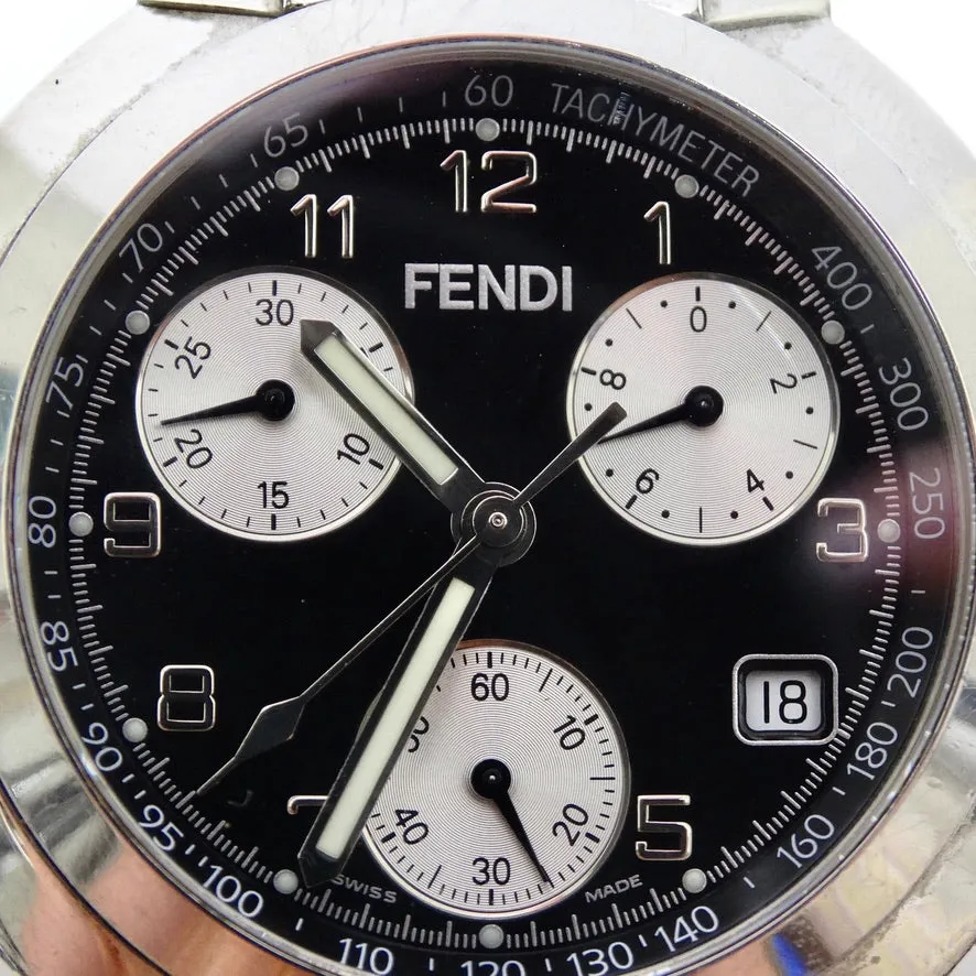 Fendi 4500G Stainless Steel Black Quartz Chronograph Men's Dial Watch