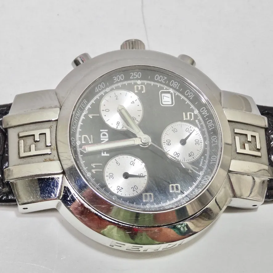 Fendi 4500G Stainless Steel Black Quartz Chronograph Men's Dial Watch