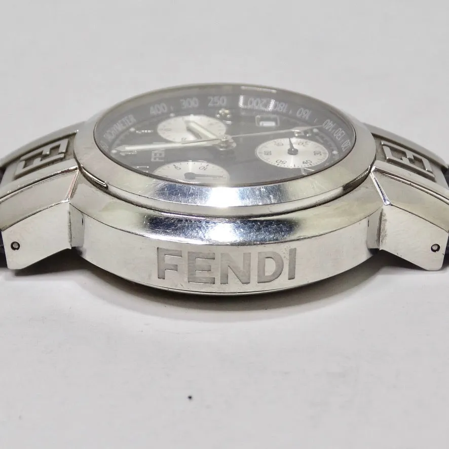 Fendi 4500G Stainless Steel Black Quartz Chronograph Men's Dial Watch
