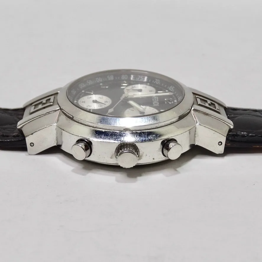 Fendi 4500G Stainless Steel Black Quartz Chronograph Men's Dial Watch