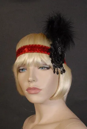 Flower Red Flapper Deluxe Headband