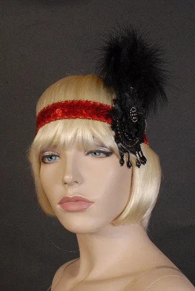 Flower Red Flapper Deluxe Headband