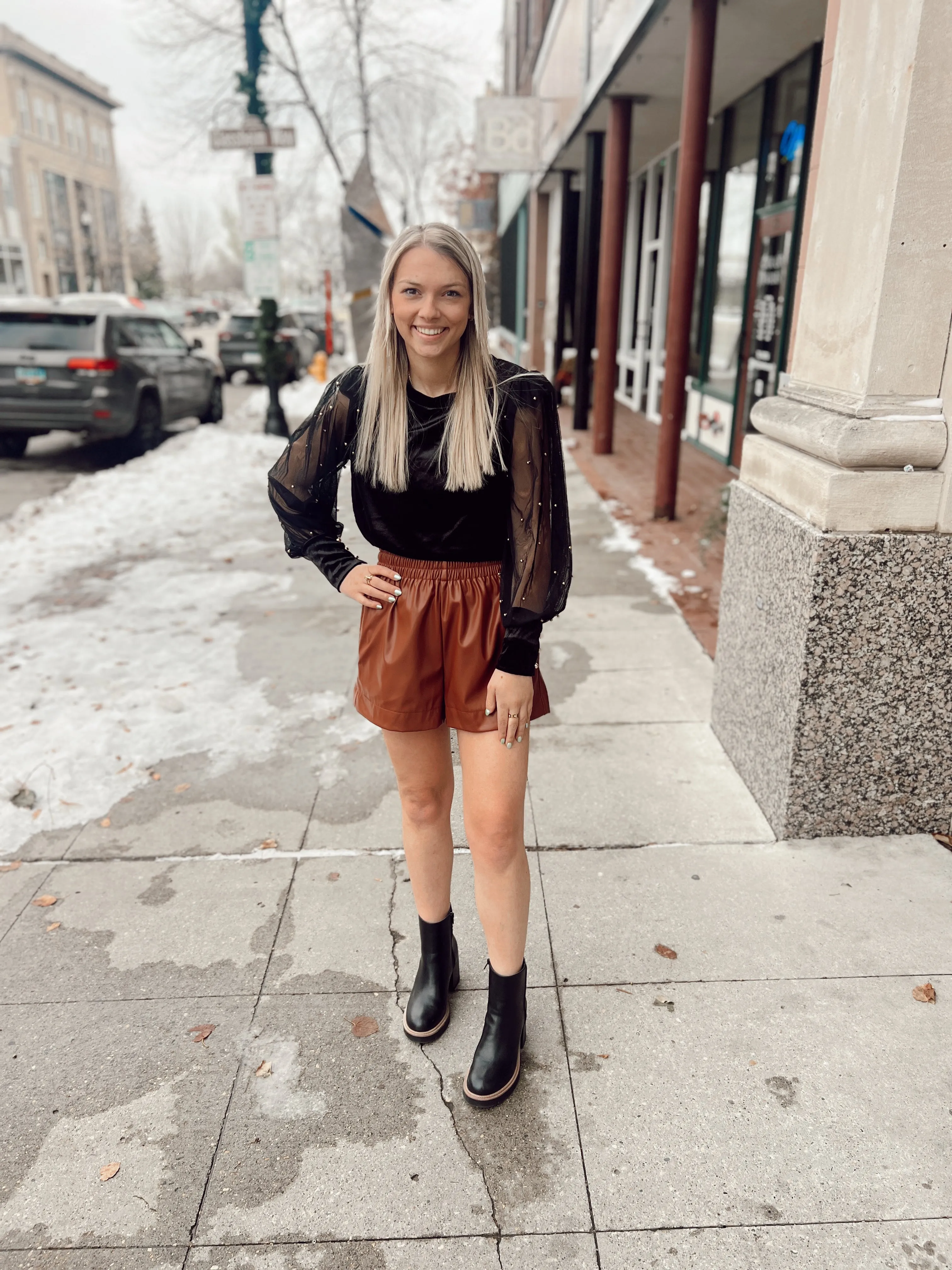 Foxy Walnut Leather Shorts