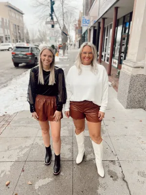 Foxy Walnut Leather Shorts