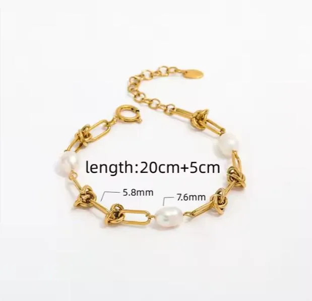 French Baroque-Style Electroplated Stainless Steel Pearl Bracelet