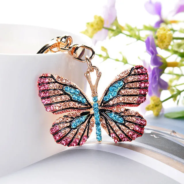 Glittery Butterfly Keychain