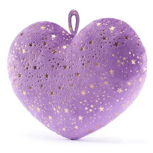 Gloveleya 17-inch Plush Fashion Pillow Bronzing Stars Love Heart Shaped Pillows Dark Purple