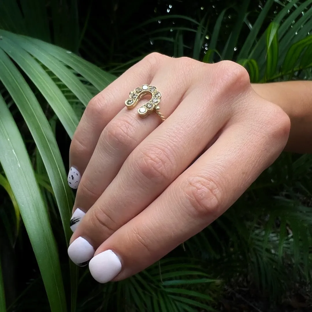 Gold and Diamond Horseshoe Ring