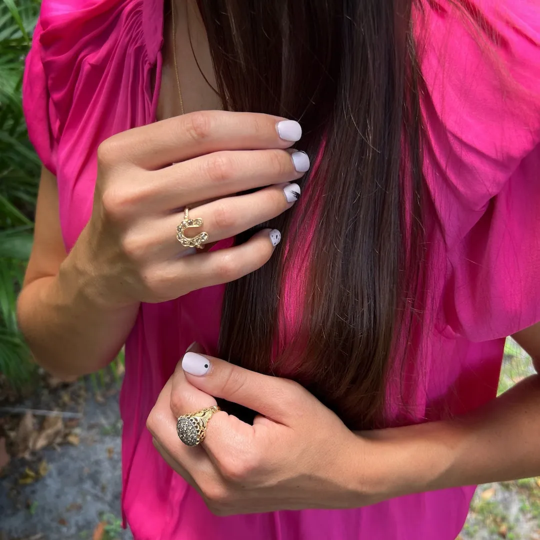 Gold and Diamond Horseshoe Ring