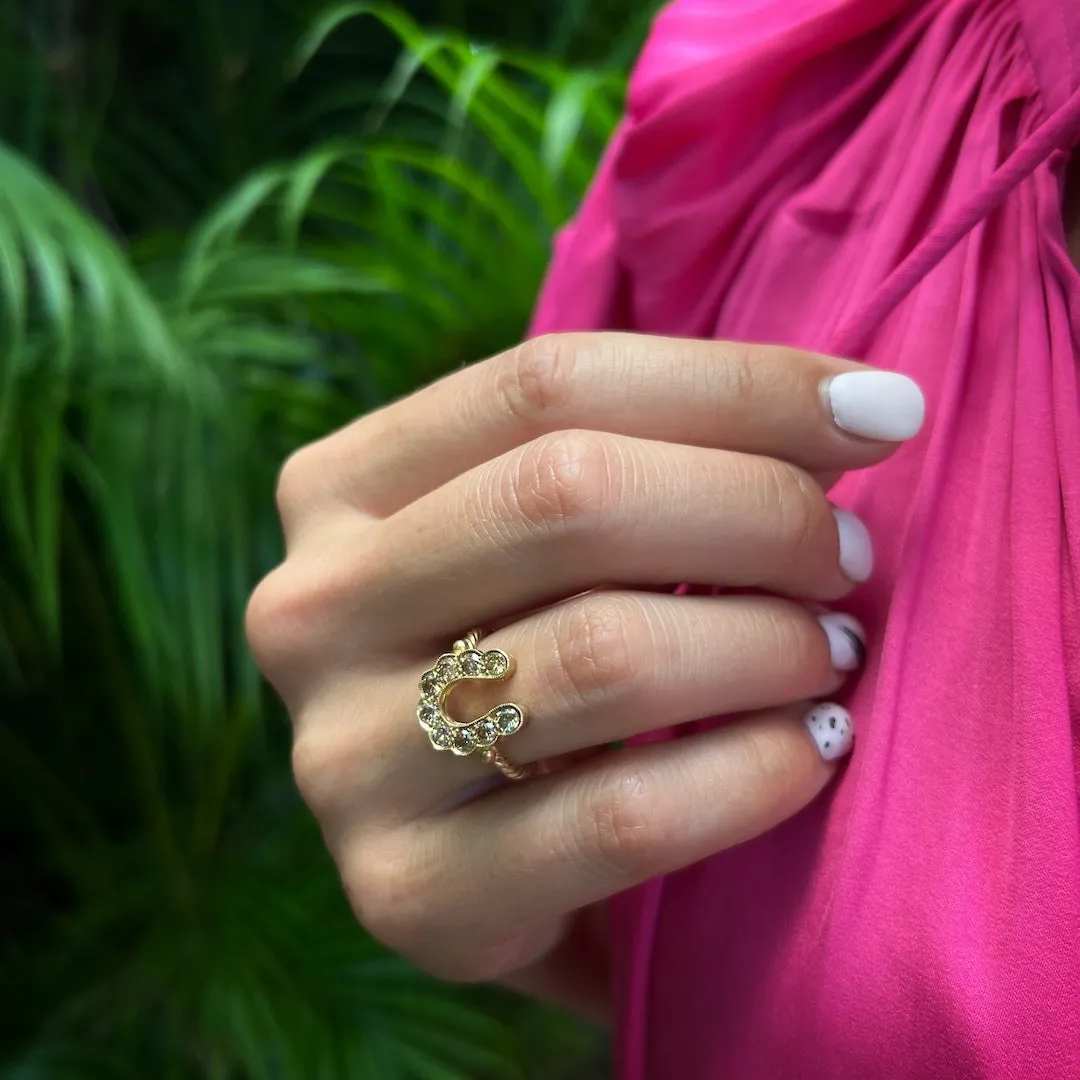 Gold and Diamond Horseshoe Ring