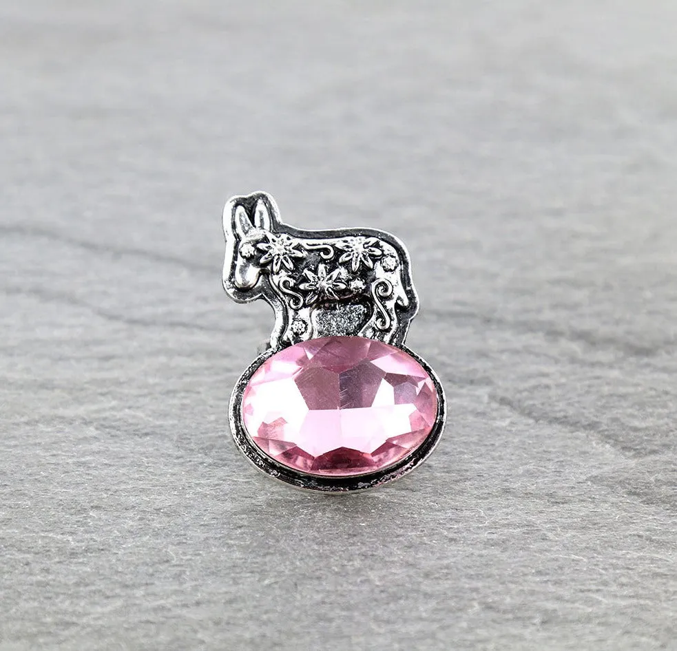 Gordon Flowered Donkey on a Stone Fashion Cuff Ring