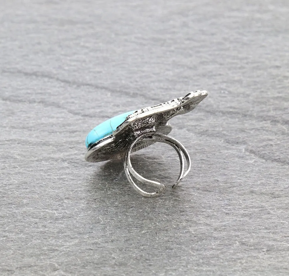 Gordon Flowered Donkey on a Stone Fashion Cuff Ring
