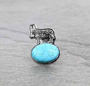 Gordon Flowered Donkey on a Stone Fashion Cuff Ring
