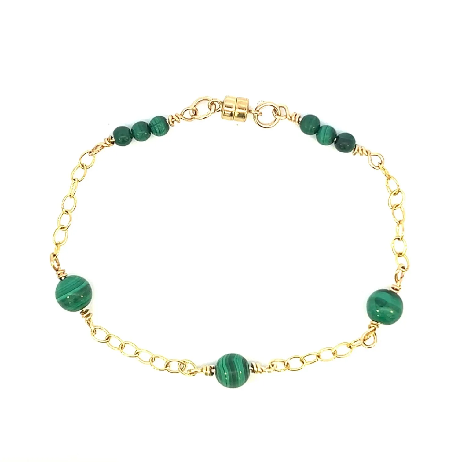 Green Malachite Bracelet 14K GF Gold AAA Malachite
