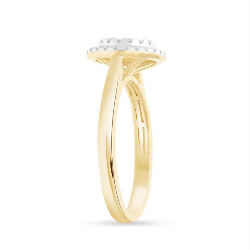Halo Ring with 1/4ct of Diamonds in 9ct Yellow Gold