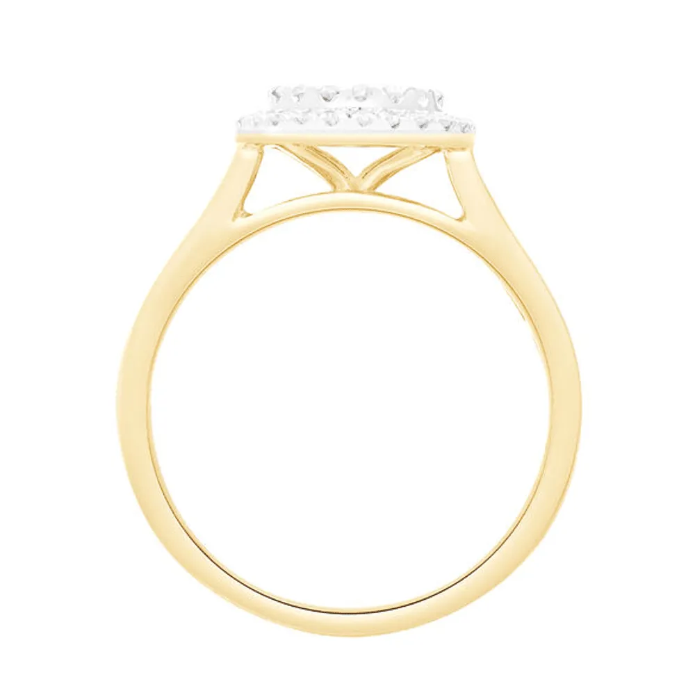 Halo Ring with 1/4ct of Diamonds in 9ct Yellow Gold