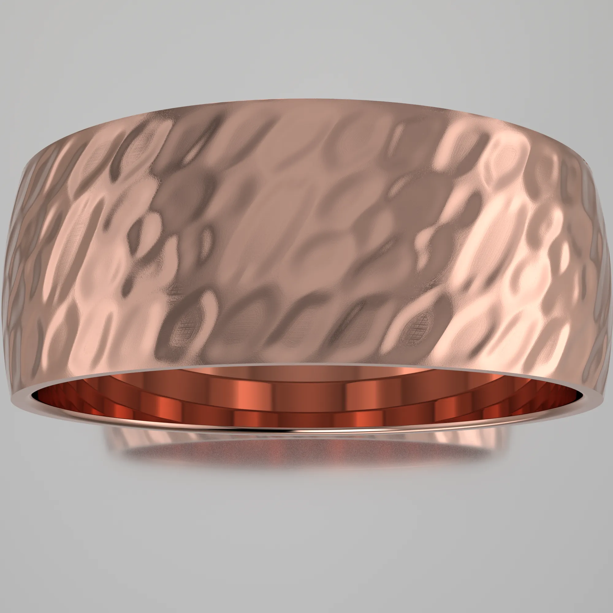 Hammered Rose Gold 8mm Domed Wedding Band