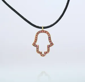 Hamsa Pendant set with Colored Ruby stones