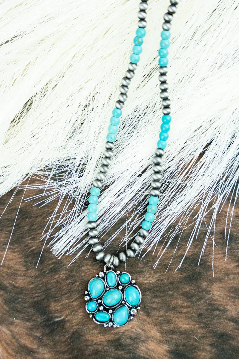 Harlem Fashion Navajo & Bead Choker With Cluster Pendant