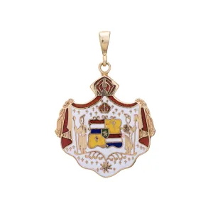 Hawaiian Coat of Arms Pendant Enamel Vintage 14k Yellow Gold Fob Charm Jewelry