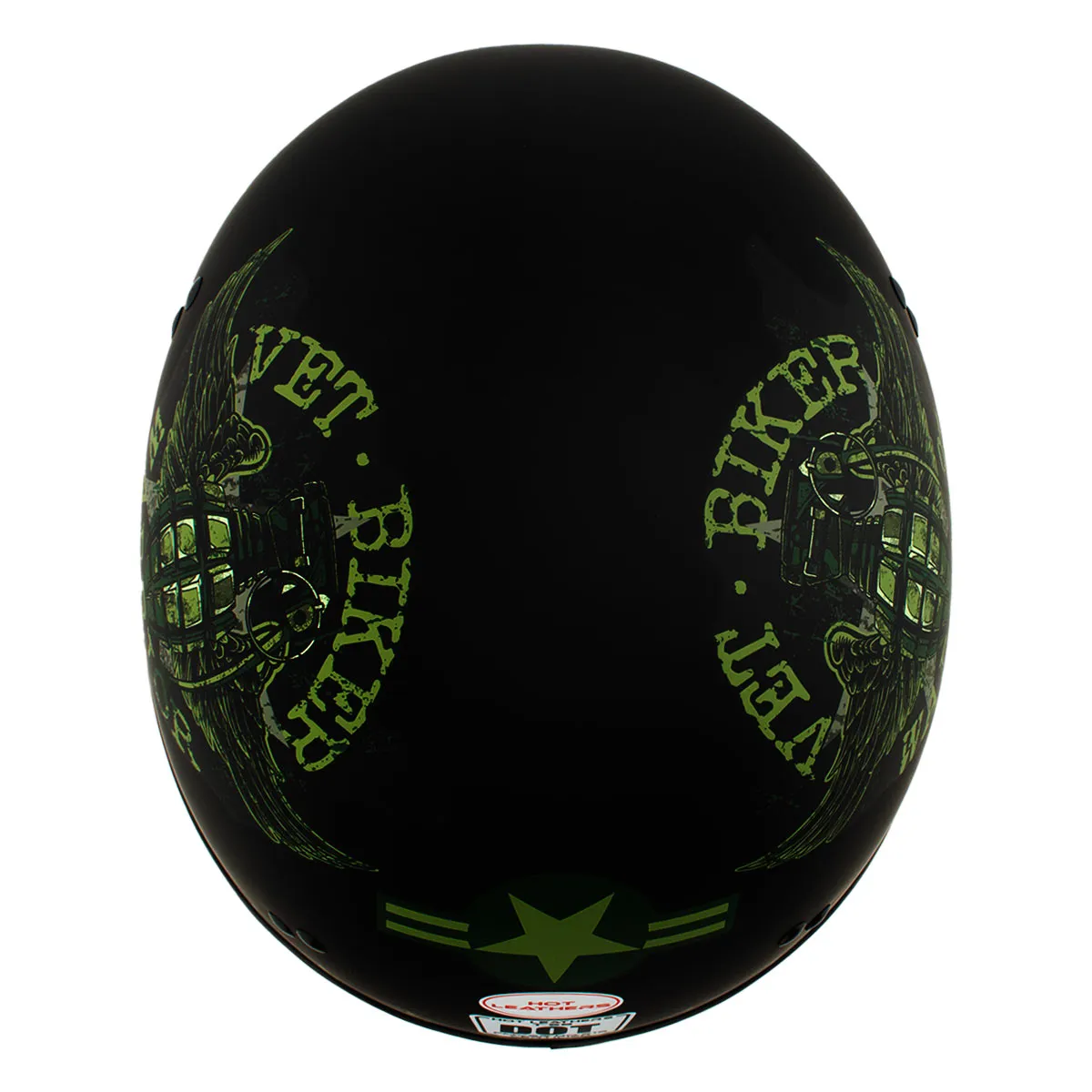 HLD1025 'Vet Biker Warrior' Flat Black Motorcycle DOT Skull Cap Half Helmet for Men and Women Biker