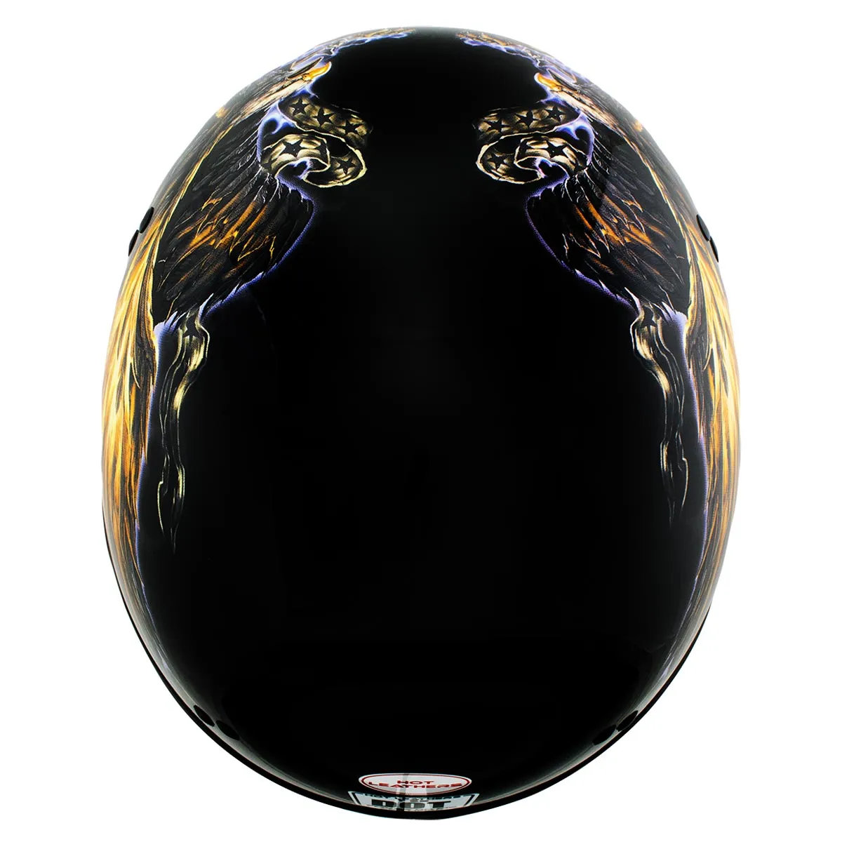 HLD1028 'USA Eagle' Flat Black Motorcycle DOT Approved Skull Cap Half Helmet for Men and Women Biker