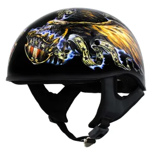HLD1028 'USA Eagle' Flat Black Motorcycle DOT Approved Skull Cap Half Helmet for Men and Women Biker