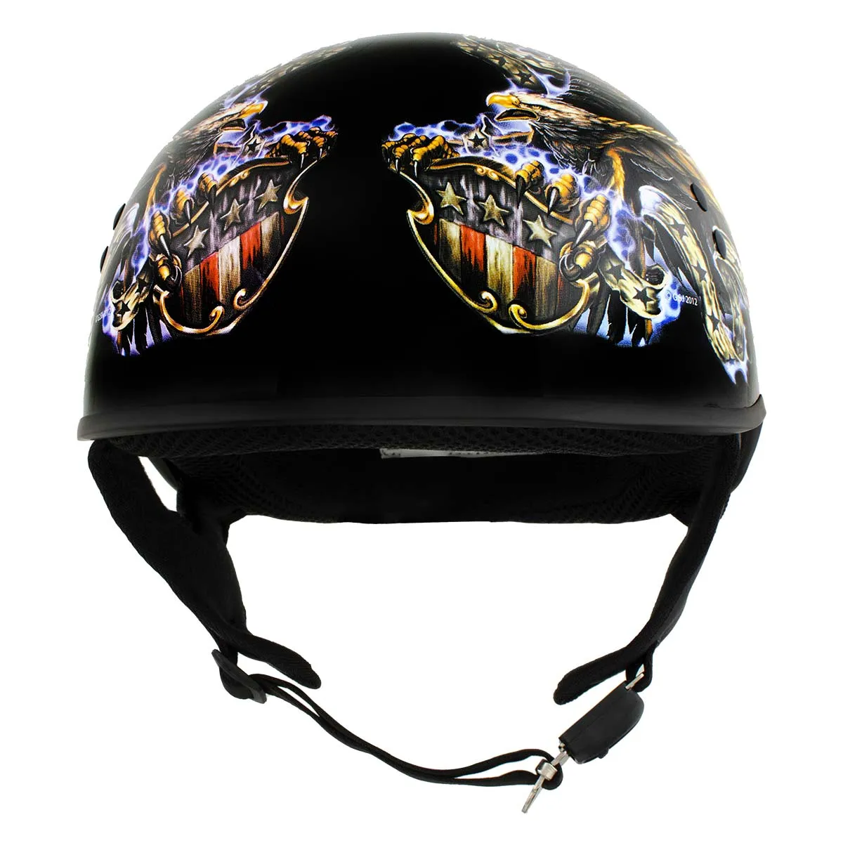 HLD1028 'USA Eagle' Flat Black Motorcycle DOT Approved Skull Cap Half Helmet for Men and Women Biker