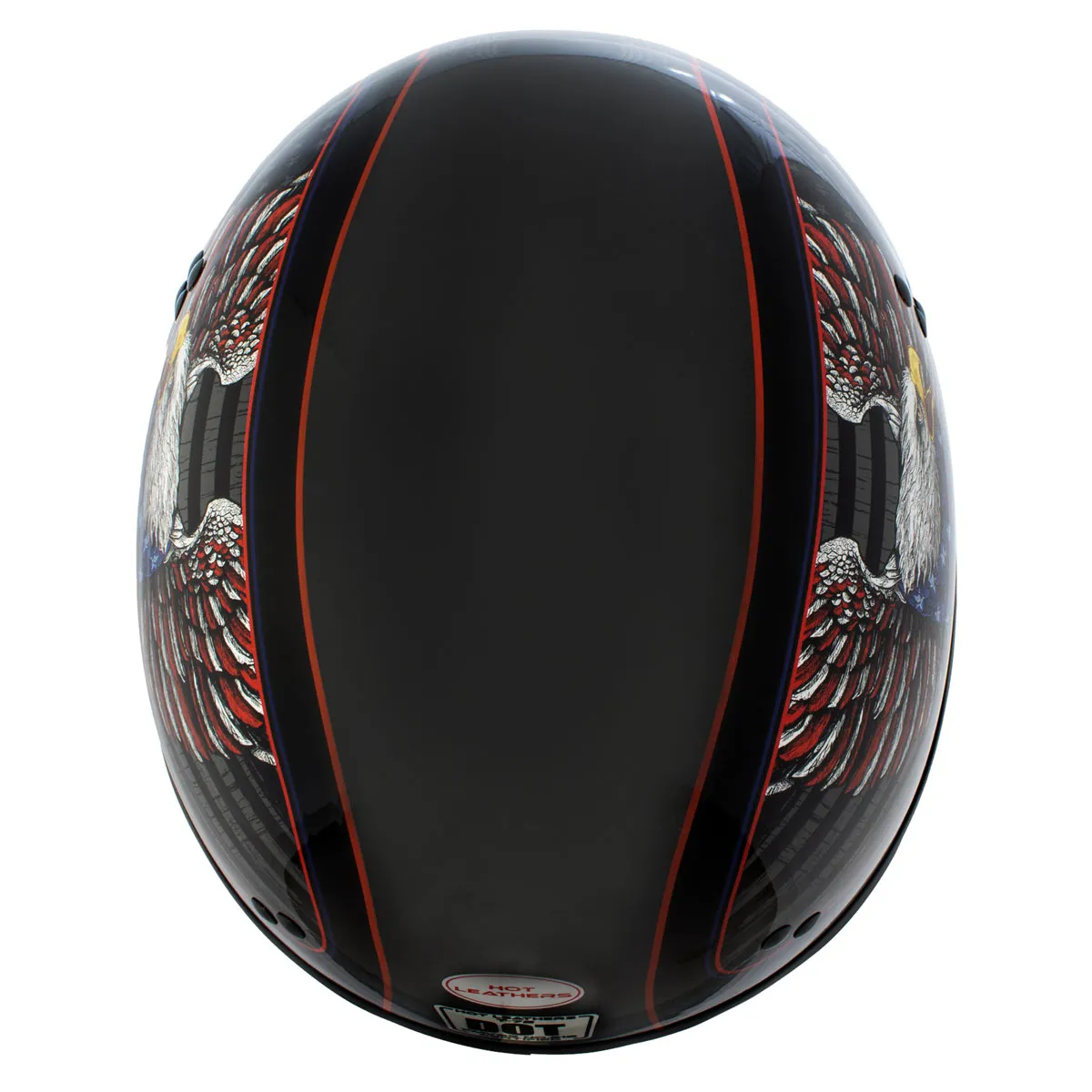 Hot Leathers HLD1037 Gloss Black 'Up Wing Eagle USA' Advanced DOT Unisex Half Helmet with Drop Down Tinted Visor