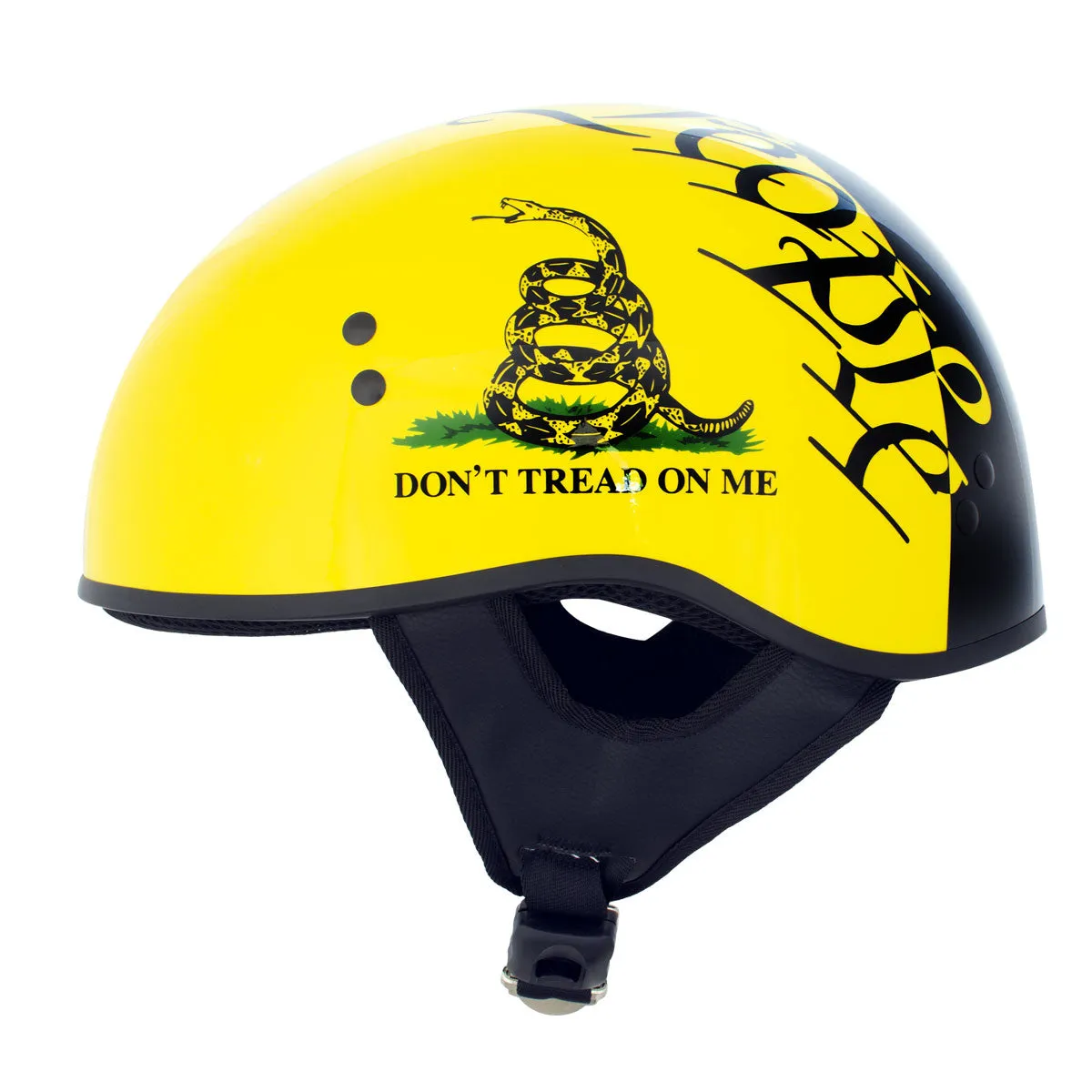 Hot Leathers HLD1046 We the People Glossy Black and Yellow DOT Skull Half Motorcycle Helmet