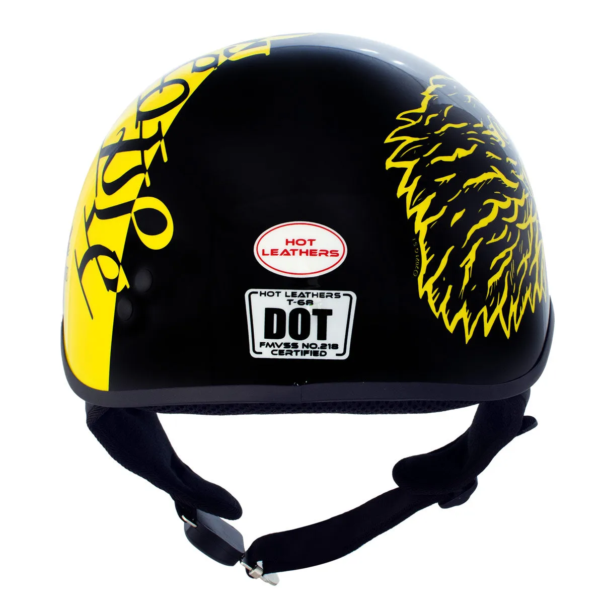 Hot Leathers HLD1046 We the People Glossy Black and Yellow DOT Skull Half Motorcycle Helmet