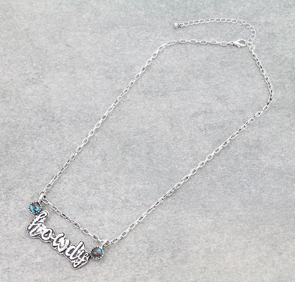 Howdy Topography Rolo Chain Fashion Necklace - Turquoise