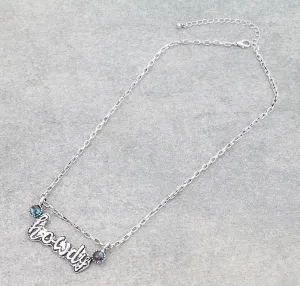 Howdy Topography Rolo Chain Fashion Necklace - Turquoise