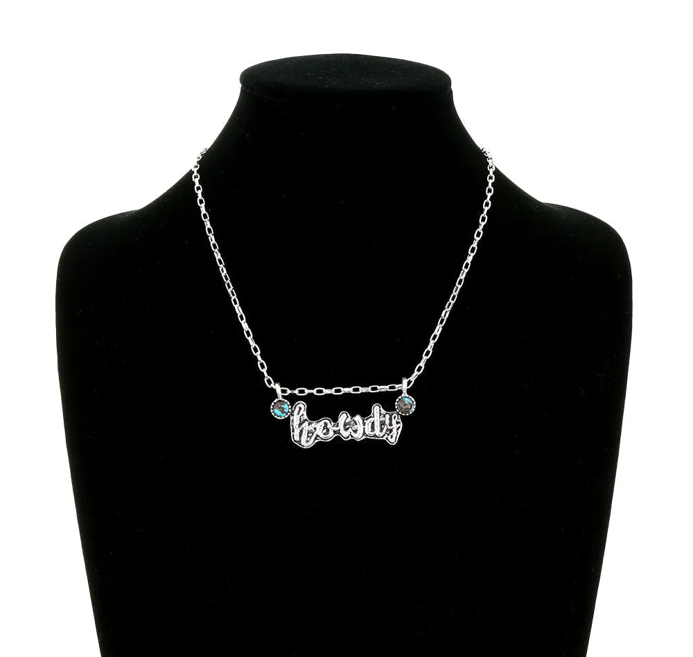 Howdy Topography Rolo Chain Fashion Necklace - Turquoise