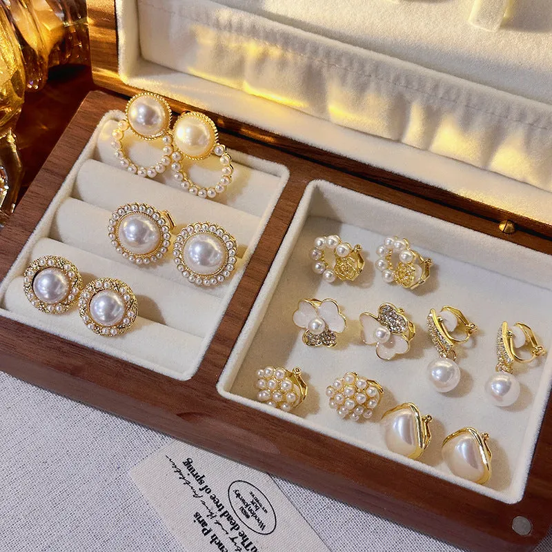 INSTOCK-(PACK OF TWO)Pearl ear clips for no pierced ears