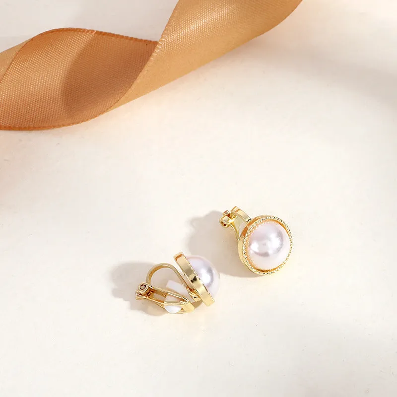 INSTOCK-(PACK OF TWO)Pearl ear clips for no pierced ears