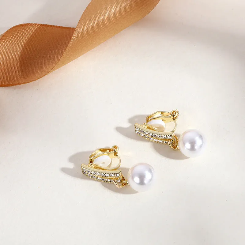 INSTOCK-(PACK OF TWO)Pearl ear clips for no pierced ears