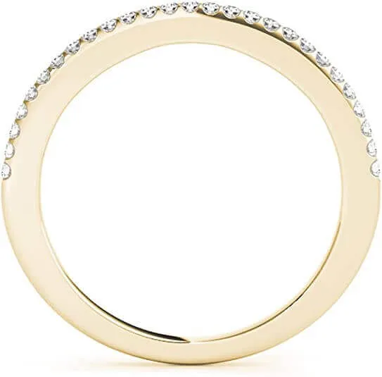 JewelMore 0.14 Carat Halo Round Diamond Antique Wedding Band for Women | 14K Solid Yellow Gold |Lightweight Diamond Bridal/Engagement Jewelry Collection