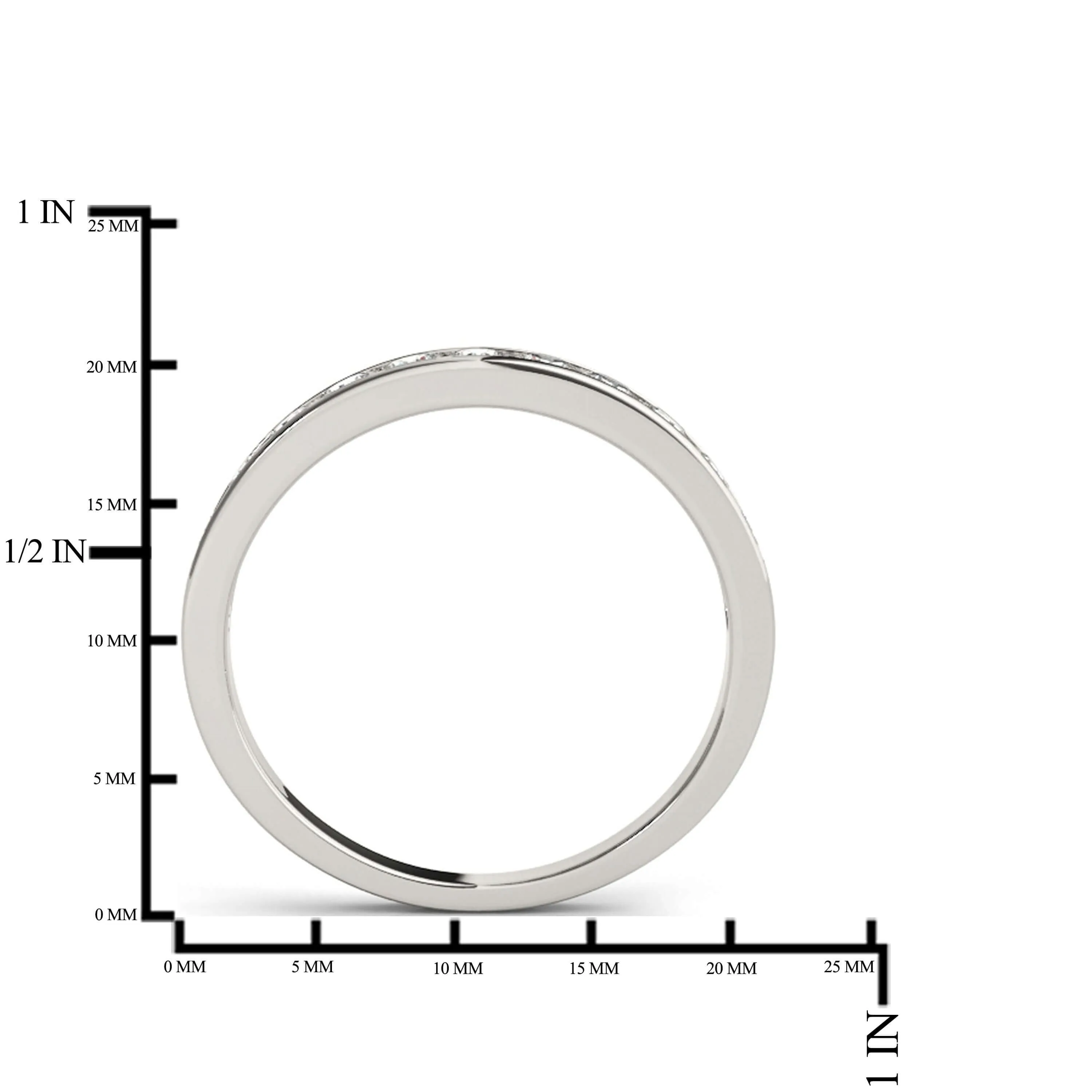 JewelMore 1/2ctw Diamond Channel Wedding Band in 10k White Gold