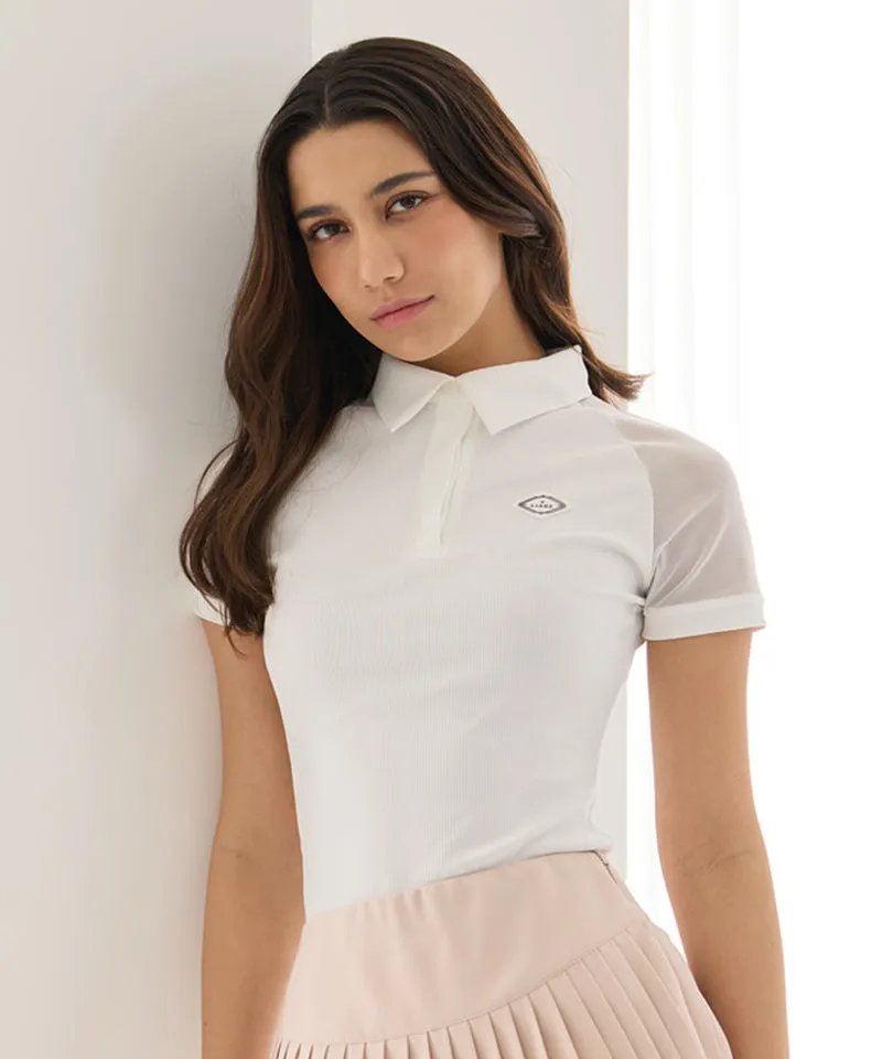 J.Jane Mesh Sleeve Raglan T-Shirt - White