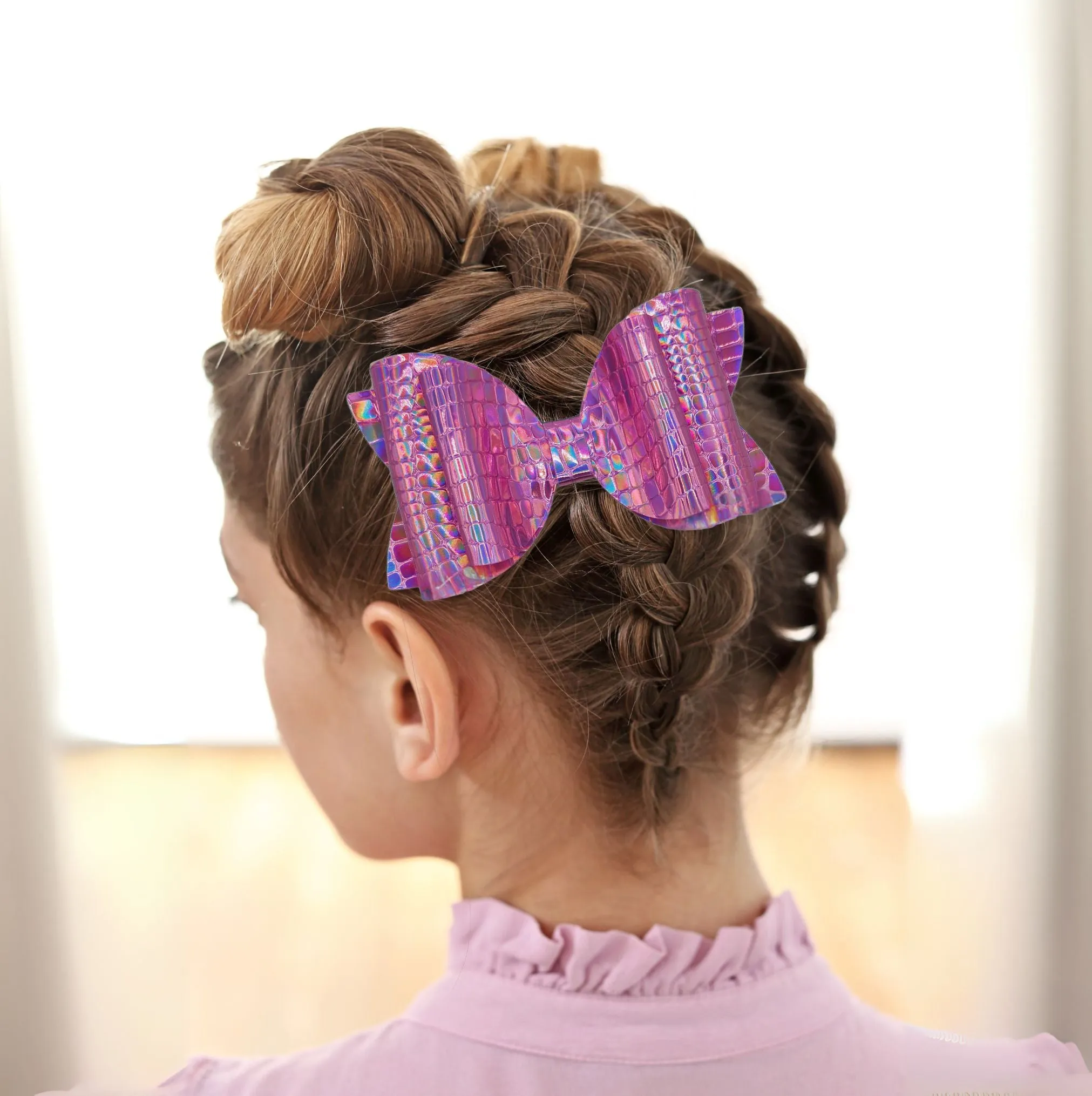 Josie - Purple Love Faux Leather Hair Bow Set